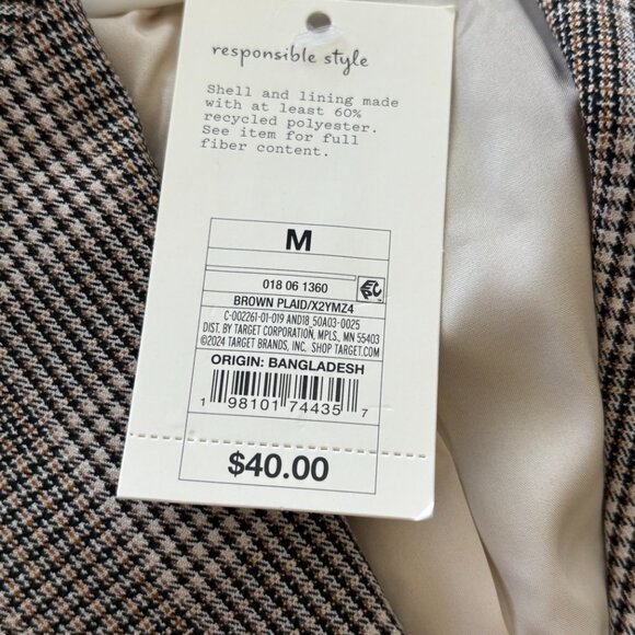 A New Day Plaid Double Breasted Boxy Fit Blazer Fully Lined Size Medium NWT - Picture 9 of 10